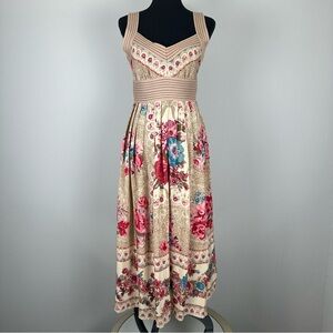 Plenty by Tracy Reese 100% Silk Floral Empire Waist Maxi Dress Womens Size 8